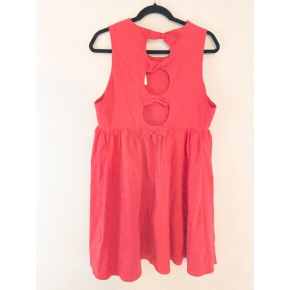 Anthropologie Maeve Sleeveless High-Neck Back-Bow Mini Dress In medium pink - Picture 5 of 10